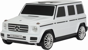Mercedes G-Class Suitcase Ride On Push Car, Carry-On Luggage for Travel, Realistic Car Look, Inbuilt Storage Space, Compact Size, for Kids Aged 2-6 Years, Large, White