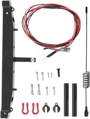 Metal Rear Bumper Upgrades Part for 1/10 TRX-4 RC4WD Axial SCX10 RC Crawler Car,Metal Rear Bumper with 2 LED Light Antenna Tail Hook