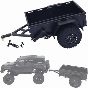Metal RC Bucket Trailer Car with Hitch for 1/18 RC Crawler TRX4M Upgrade (Black)