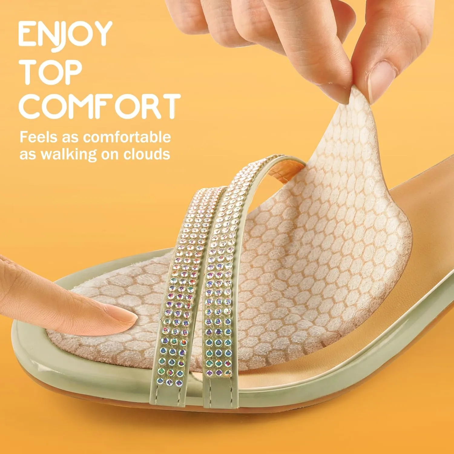 Metatarsal Pads for Women, Ball of Foot Cushions, Heel Inserts, High Heel Comfort Pads (2 Pairs), Anti Slip, Invisible Design