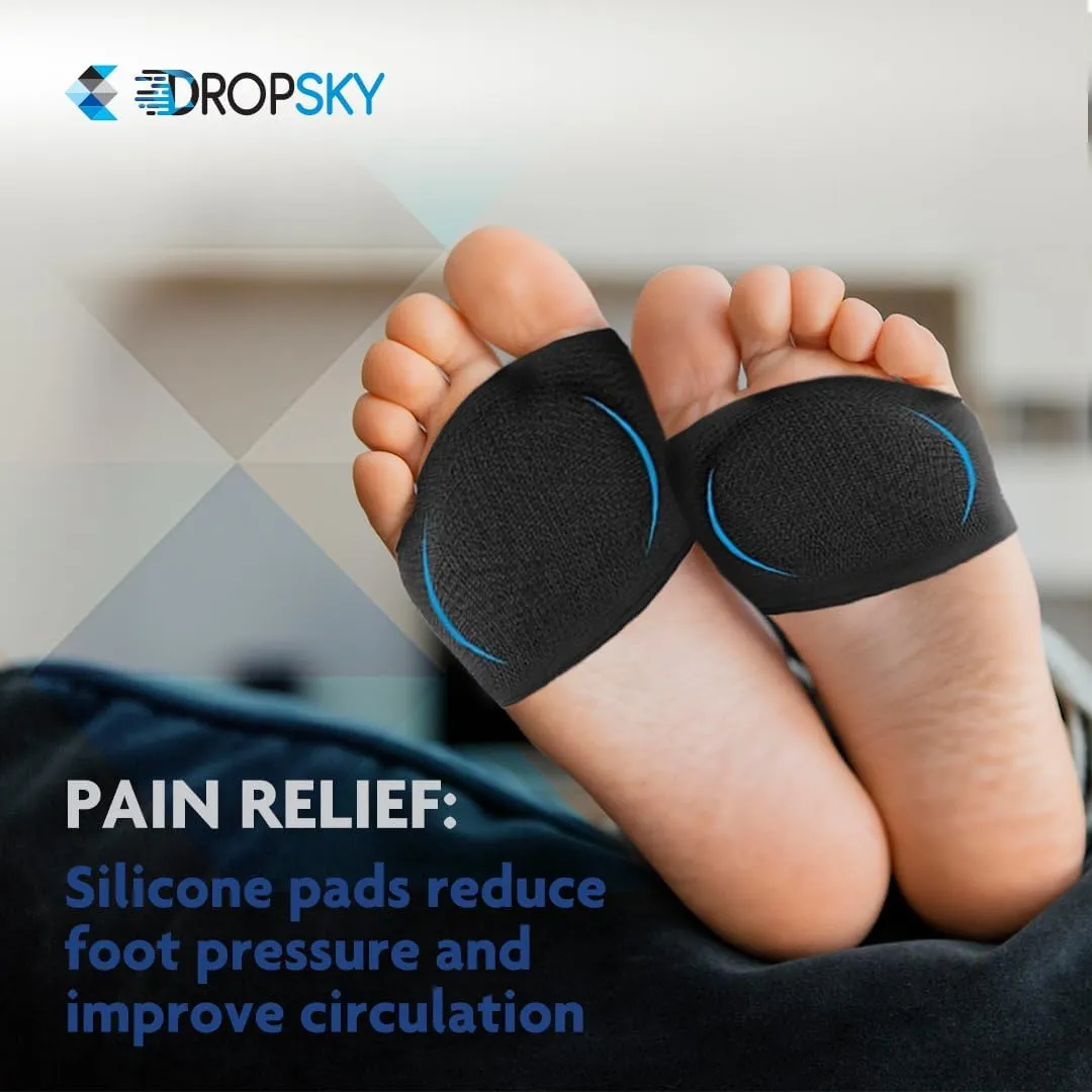 Metatarsal Pads Men Sleeves Inserts with Gel (4-Pack) Ball of Foot Cushions for Women & Men Pain Relief Soft Padding - Sesamoiditis Pads, Metatarsalgia Insoles, Metatarsal Foot Mens (Black)