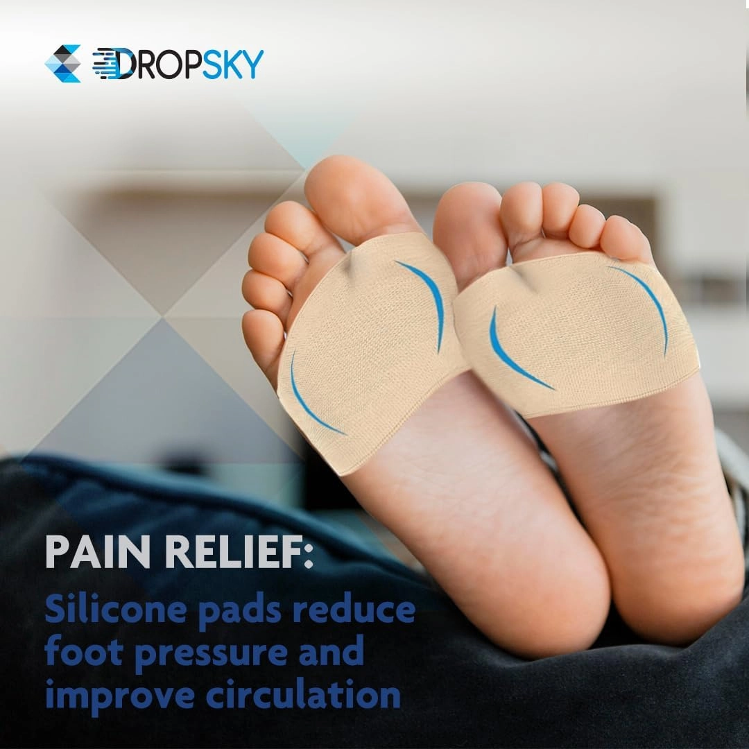 Metatarsal Pads Men Sleeves Inserts with Gel (4-Pack) Ball of Foot Cushions for Women & Men Pain Relief Soft Padding - Sesamoiditis Pads, Metatarsalgia Insoles, Metatarsal Foot Mens (Nude)