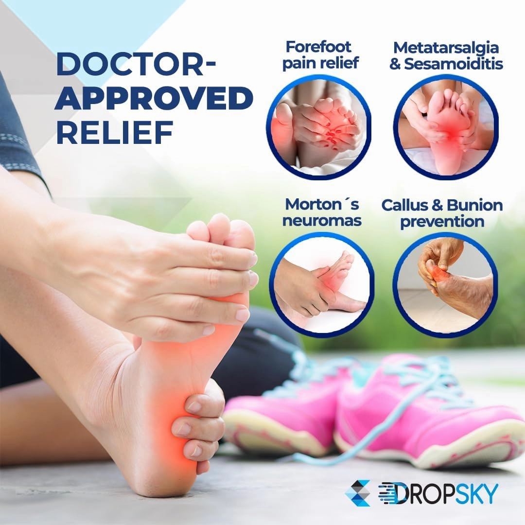 Metatarsal Pads Men Sleeves Inserts with Gel (4-Pack) Ball of Foot Cushions for Women & Men Pain Relief Soft Padding - Sesamoiditis Pads, Metatarsalgia Insoles, Metatarsal Foot Mens (Nude)