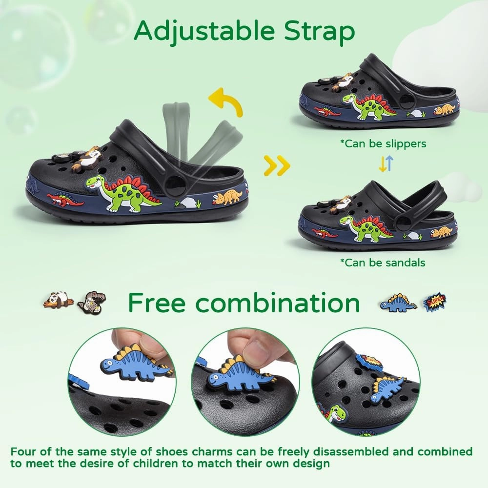 Miamooi Toddler Girls Boys Clogs Cute Cartoon Garden Water Clogs Little Kid Non-Slip Slides Indoor Outdoor Waterproof Beach Sandals Slip-on Beach Pool Shower Slippers Water Shoes