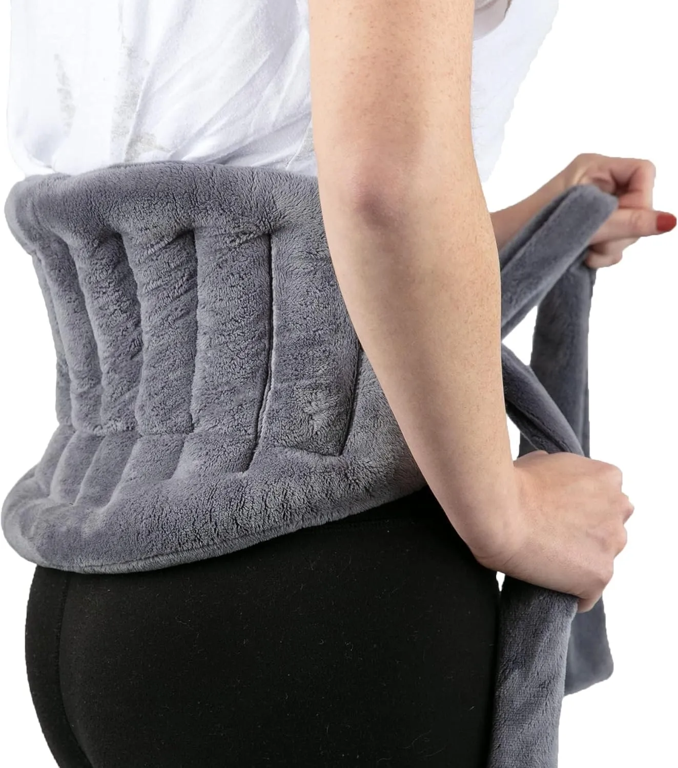 Microwave Heating Pad for Lower Back Pain Relief - Moist Heating Pad for Neck & Shoulders, Cramps, Microwavable Heating Pads 71" Ties, Heat Pack Warm Compress Heat Wrap, Flaxseed Rice Hot Bag (Gray)