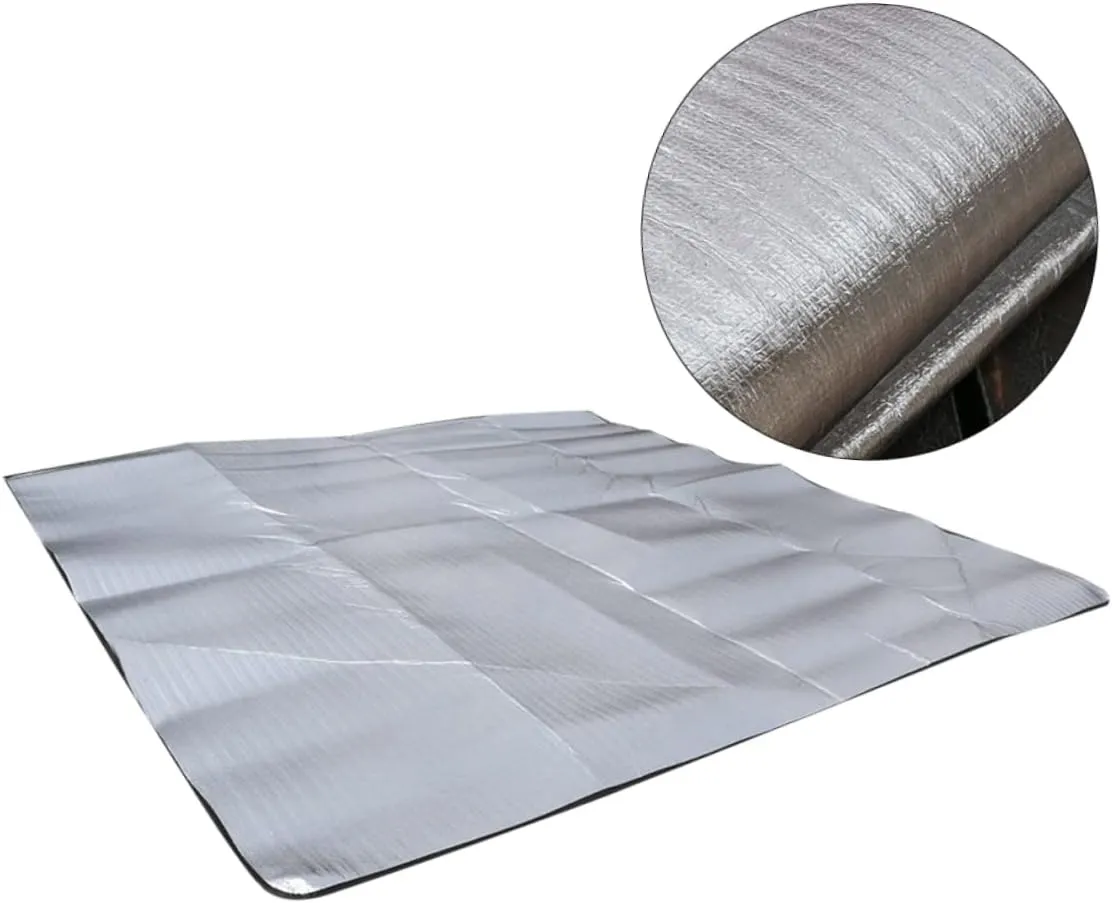 Milisten Portable Dampproof Mat 200x200cm Aluminum Film Picnic Mat Camping Gear Ground Tarp Beach Blanket