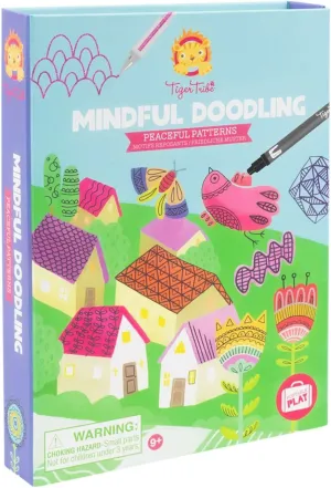 Mindful Doodling - Peaceful Patterns - Relaxing Coloring & Drawing Set, Activity Pad, 4 Gel Pens, Encourage Focus & Creativity, Kids 9 