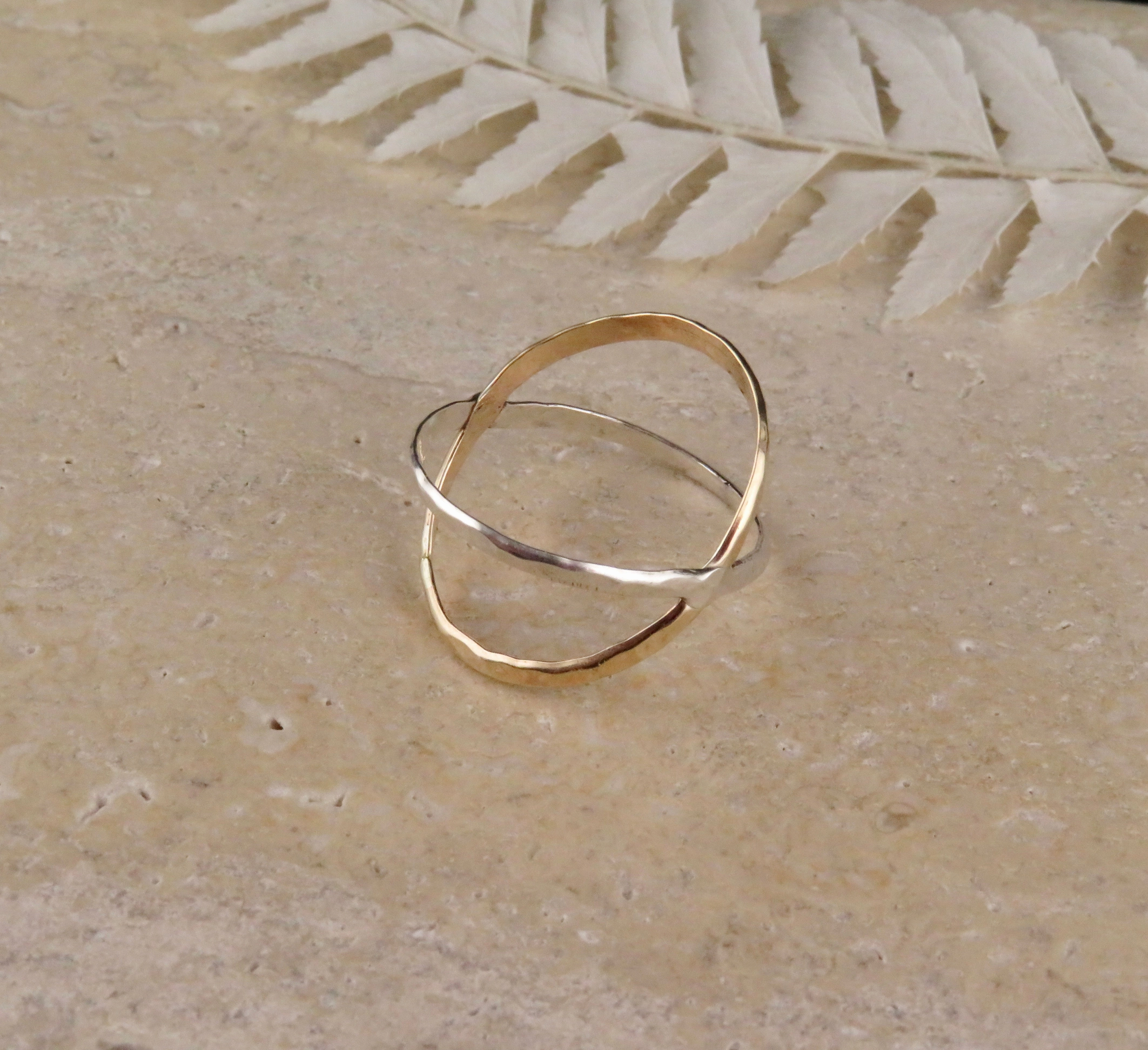 Mixed Metal Criss Cross Ring