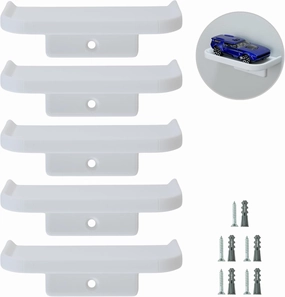 Model Car Wall Mount Shelf (5 Pack) for Hot Wheels & Matchbox | Floating Wall Display Compatible with 1/64 Scale Diecast Toy Cars | Holds Individual Model Cars