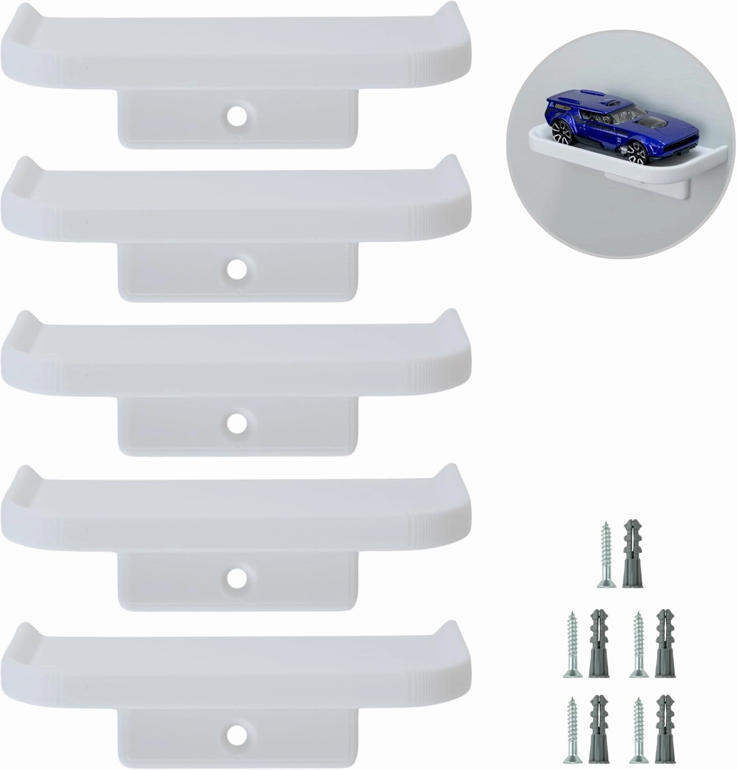 Model Car Wall Mount Shelf (5 Pack) for Hot Wheels & Matchbox | Floating Wall Display Compatible with 1/64 Scale Diecast Toy Cars | Holds Individual Model Cars