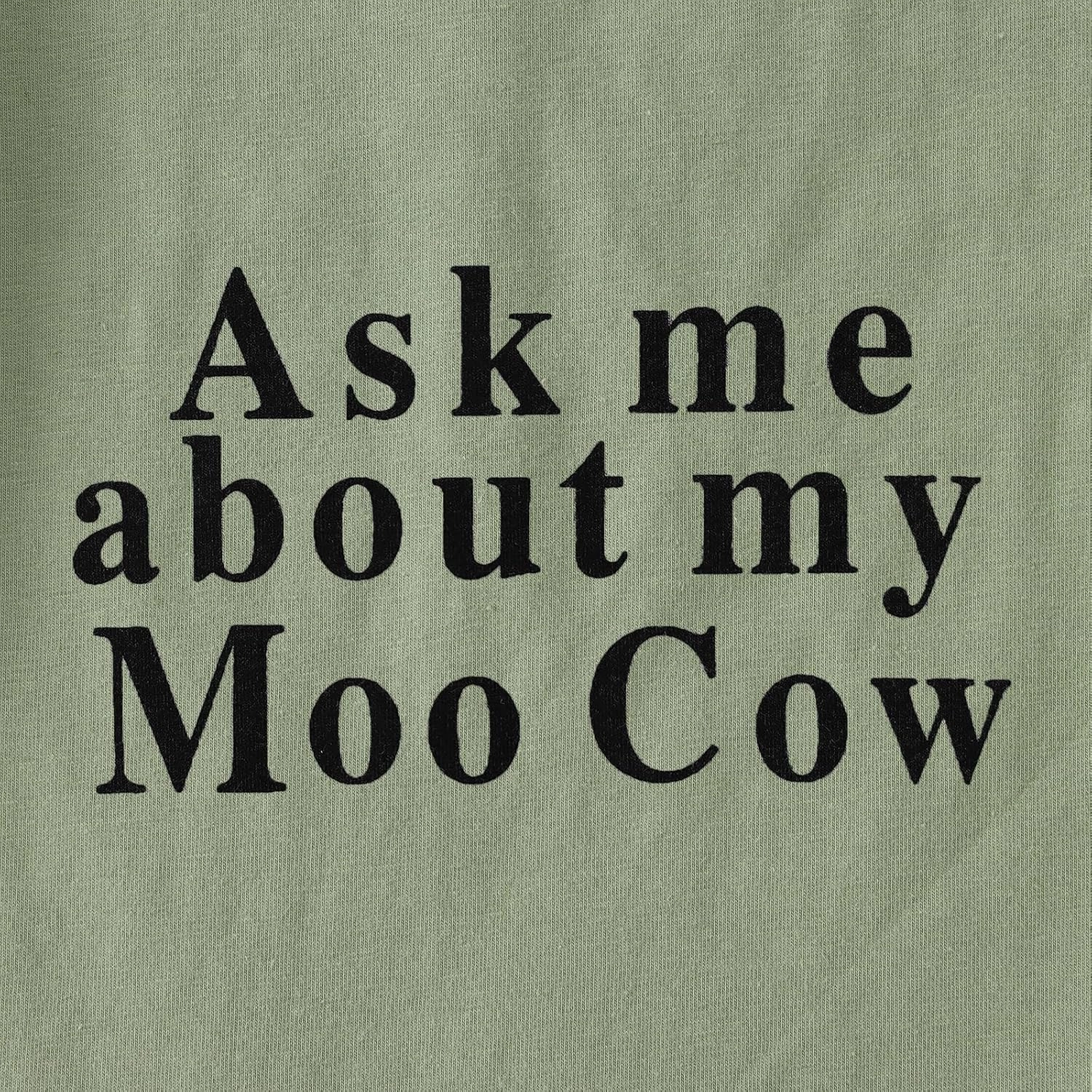 MODNTOGA Baby Boy Ask me About My moo Cow Shirt Little Cowboy Short Sleeve Top Toddler Kid T-rex Ranch T-Shirt Funny Dino Tee