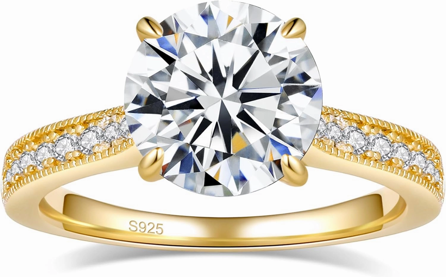 Moissanite Engagement Rings for Women,Promise Rings 925 Sterling Silver with 18K Yellow/White Gold Plated,D Color VVS1 Wedding Band Moissanite Ring 0.5/1/1.5/2/3/4CT