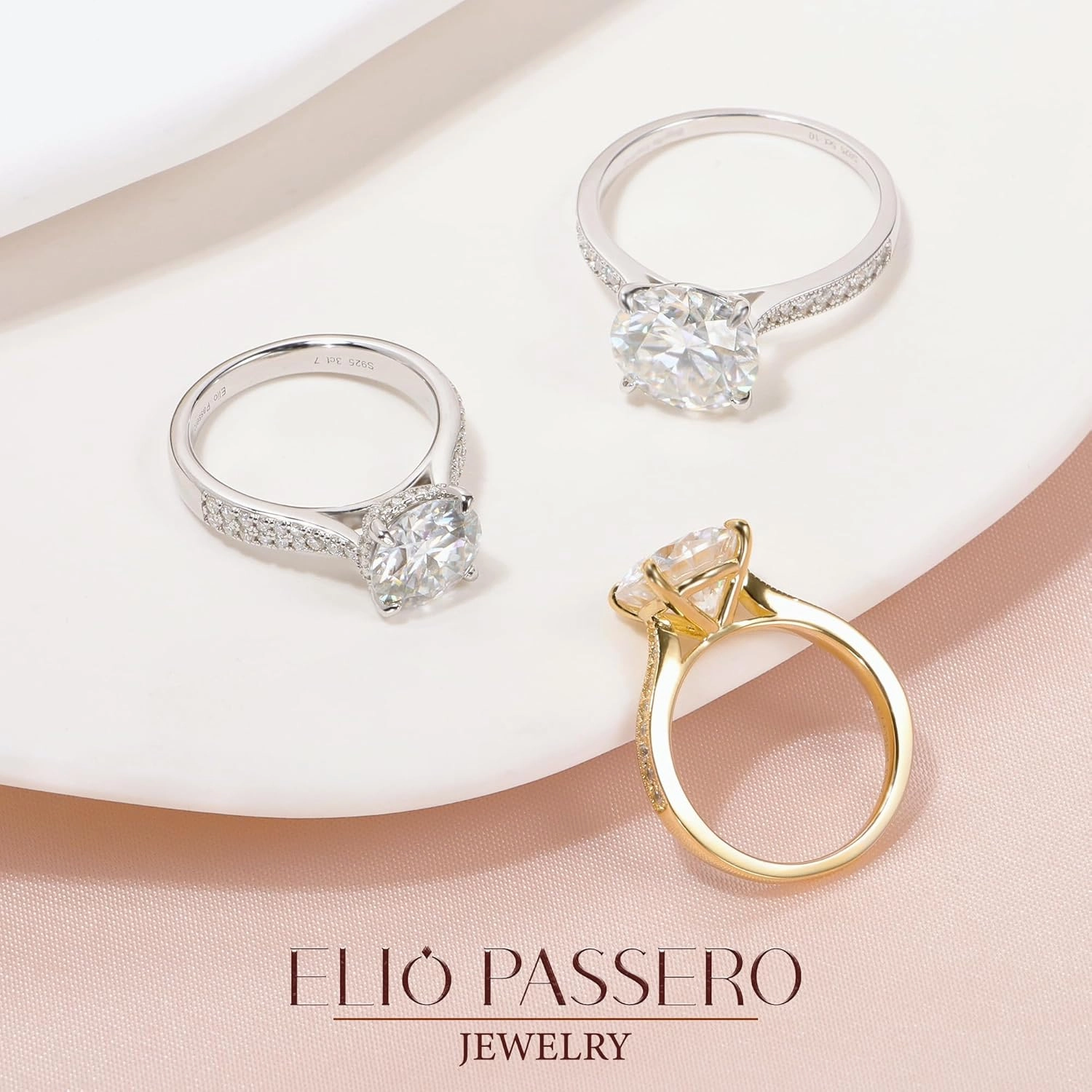 Moissanite Engagement Rings for Women,Promise Rings 925 Sterling Silver with 18K Yellow/White Gold Plated,D Color VVS1 Wedding Band Moissanite Ring 0.5/1/1.5/2/3/4CT