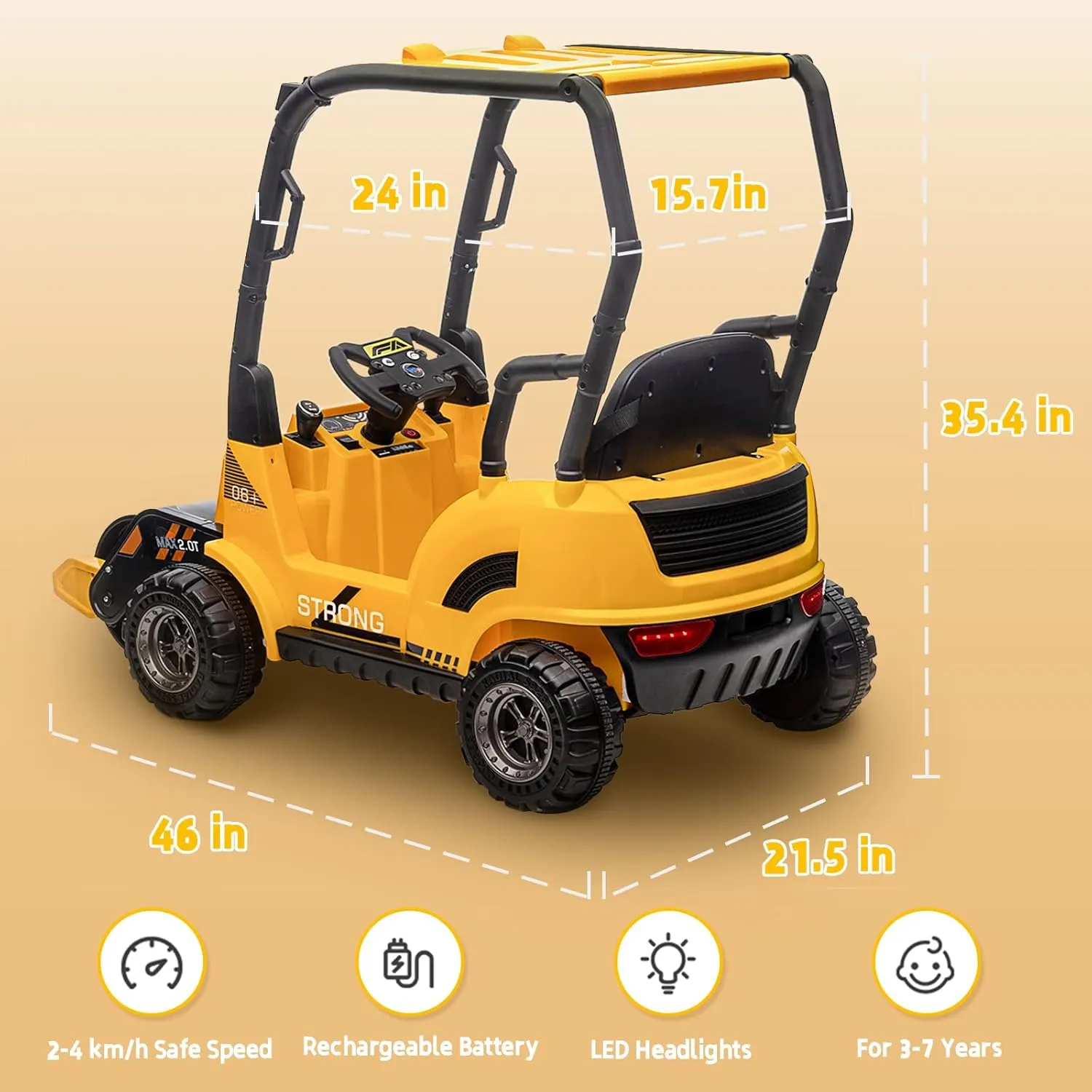 MOLACHI 12V Ride On Road Roller,Battery Powered Electric Construction Toy Vehicle for Kids，Adjustable Drum Roller，Music,LED Light,Ideal Gift for Kids 3-7 Years Old
