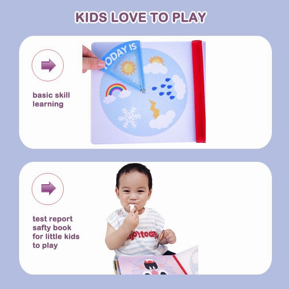Montessori Quiet Book for Kids 1-3,Felt Busy Book for Toddlers, Ideal Toys for Car Rides - Carry on Travel Quiet Activity Book with Soft Fabric Material (Red cat)