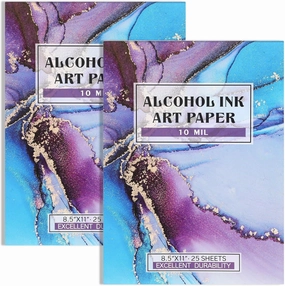MotiMind 2 Pack 8.5 x 11 Inch Alcohol Ink Pads 50 Sheets Alcohol Ink Marker Paper for Art Painting Drawing Sketching Artists Students