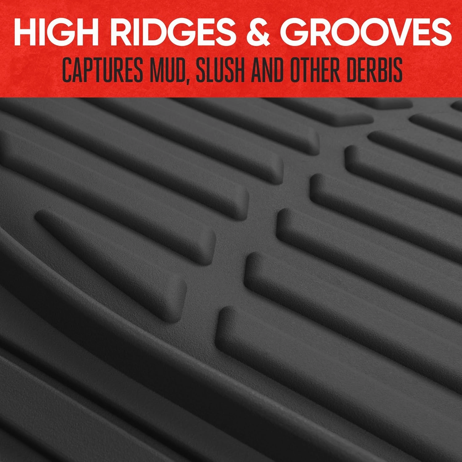 Motor Trend Premium FlexTough Deep Dish Rear Rubber Floor Mat Liners, Heavy Duty All-Weather Universal Fit Trim-to-Fit Floor Mats for Cars Sedans Trucks SUVs, Easy to Clean Car Mats - Black (2-Pack)