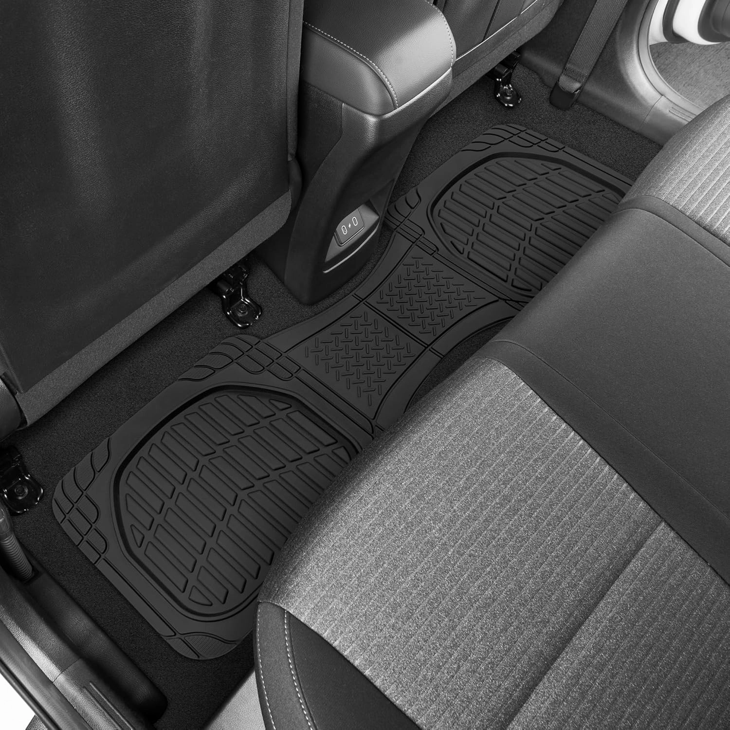 Motor Trend Premium FlexTough Deep Dish Rear Rubber Floor Mat Liners, Heavy Duty All-Weather Universal Fit Trim-to-Fit Floor Mats for Cars Sedans Trucks SUVs, Easy to Clean Car Mats - Black (2-Pack)
