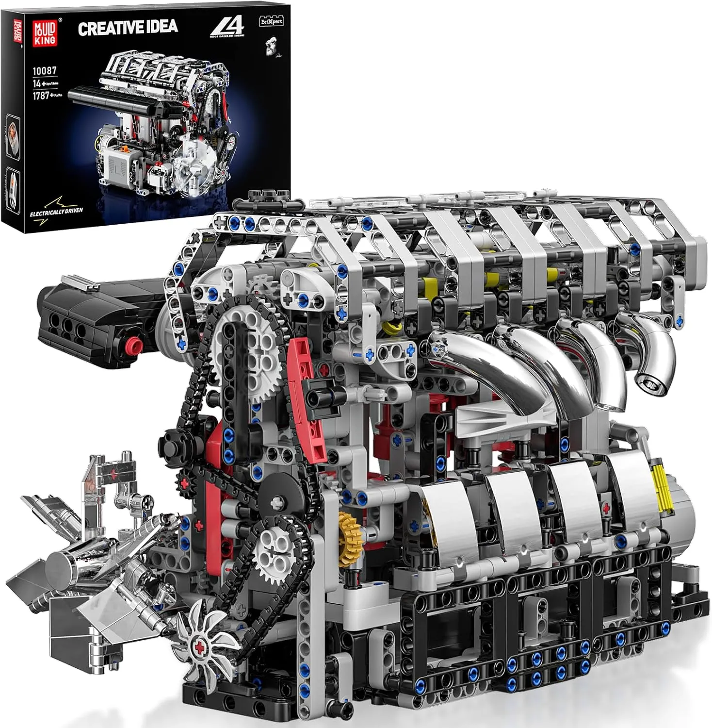 Mould King L4 Engine Building Blocks, Mini Engine Model Kit, 10087 Creative Motor Building Kit, STEM Toys Sets, Gift for Kids 14  and Adults (1787pcs)