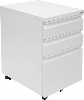 Mount-It! 3 Drawer File Cabinet with Lock and Wheels, Under Desk Storage Filing Pedestal for Home Office, No Assembly Small Rolling File Cabinet for Legal, Letter, and A4 Files in White