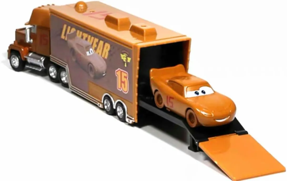 Movie Cars 2 3 Hauler Truck NO.15 Muddy McQueen & Muddy McQueen Racer Speed 2PCS Vehicles ， McQueen Jackson Storm Cruz Ramirez Vehicles