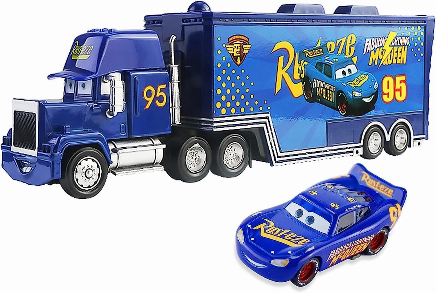 Movie Cars 2 3 Hauler Mack Truck Blue NO.95 & Speed 2PCS Vehicles Jackson Storm Cruz Ramirez Vehicles