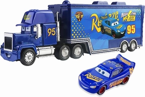 Movie Cars 2 3 Hauler Mack Truck Blue NO.95 & Speed 2PCS Vehicles Jackson Storm Cruz Ramirez Vehicles