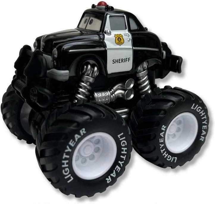 Movie Cars 3 Giant Wheels Cars 1：55 Diecast Vehicles Toys Set Oversized Children Car Toy (Big Tire Sheriff)