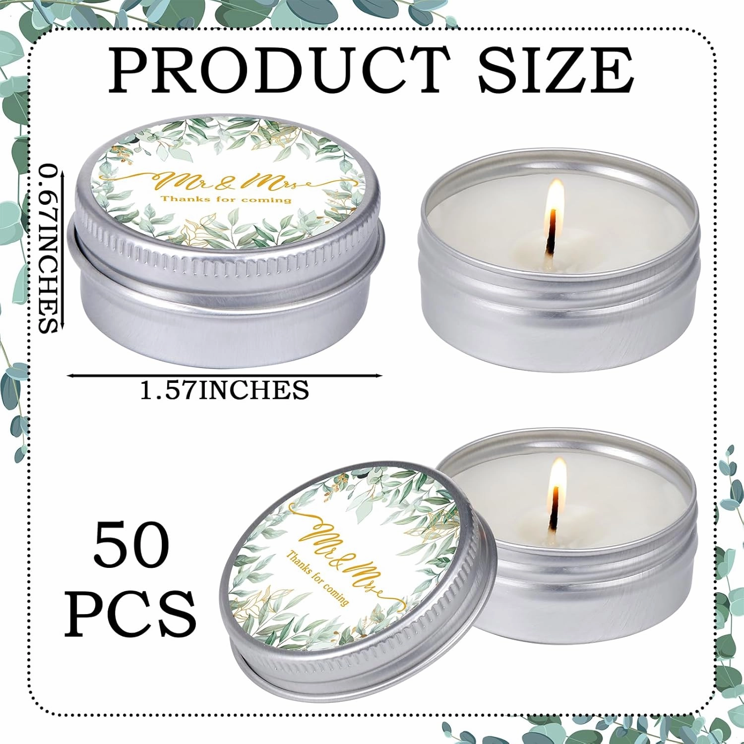 MTLEE Lavender Scented Soy Wax Wedding Candles, 50 Pcs Candle Favors for Guests, Aromatherapy Candles for Bridal Shower, Rustic Wedding Party