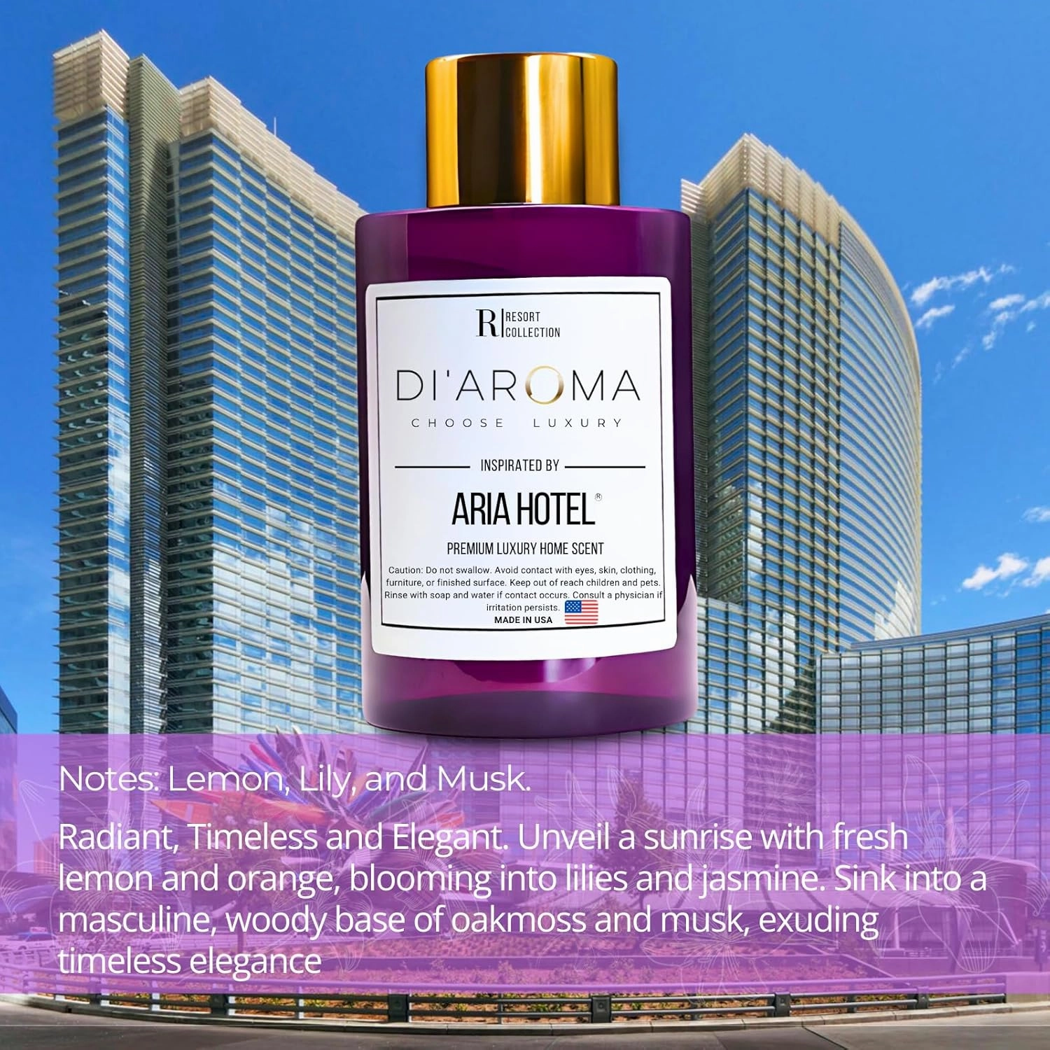 Mystic Romance Aria Hotel Aroma Oil Blend Plastic Purple Bottle 120ml, Resort Collection, Diffuser Aroma Oil Blends, Waterless Diffuser Oil, Made in USA (120ml, Aria Hotel)