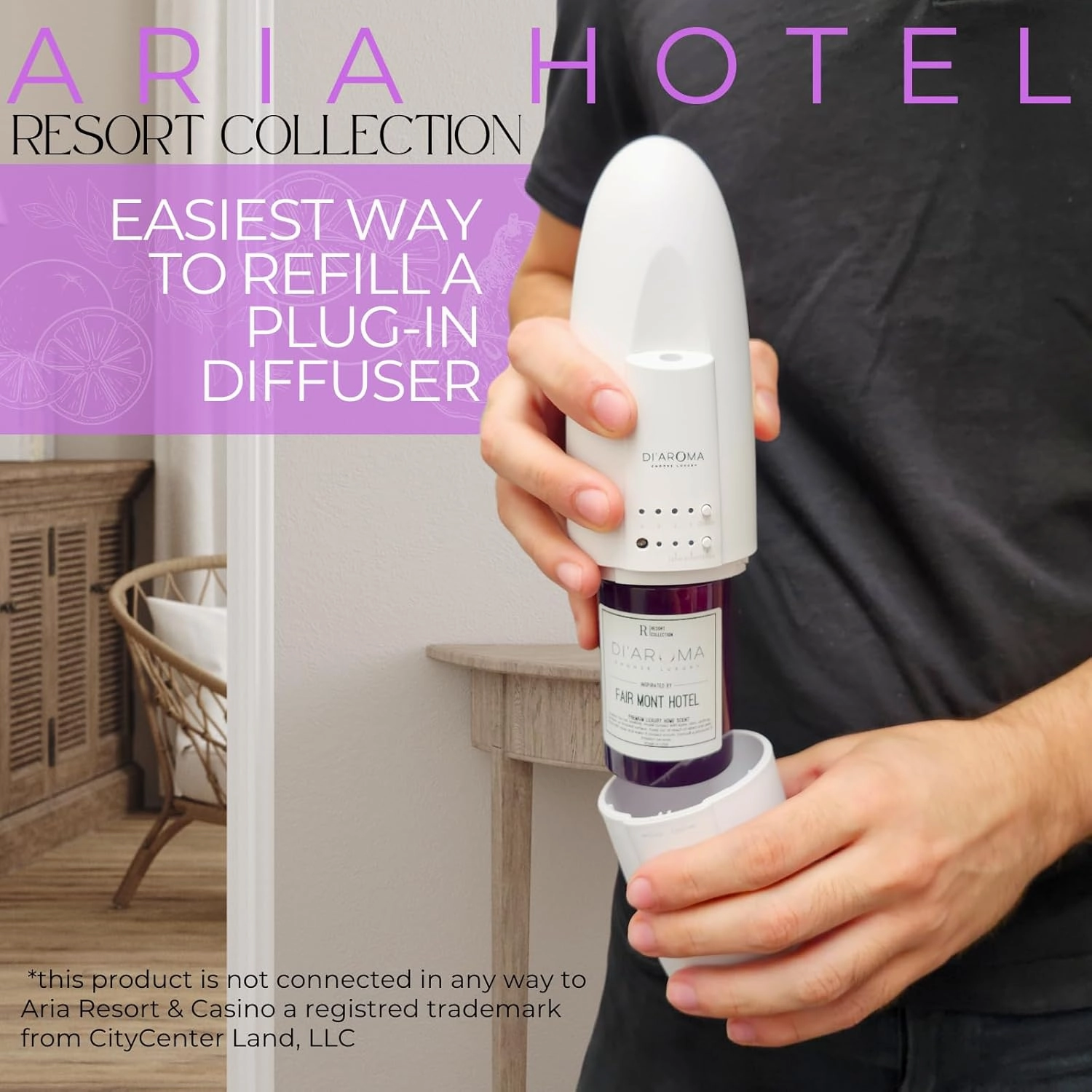 Mystic Romance Aria Hotel Aroma Oil Blend Plastic Purple Bottle 120ml, Resort Collection, Diffuser Aroma Oil Blends, Waterless Diffuser Oil, Made in USA (120ml, Aria Hotel)