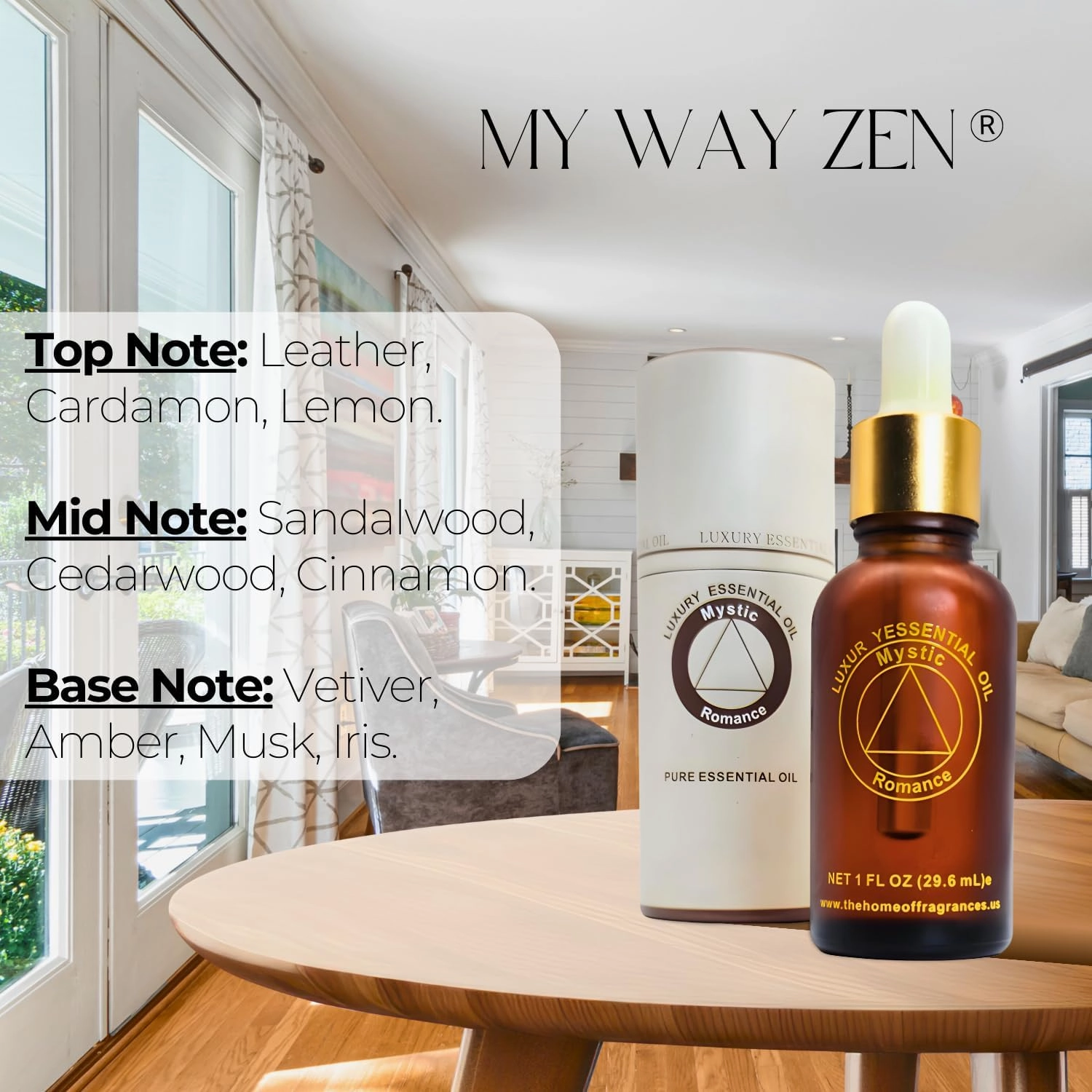 Mystic Romance My Way Zen Premium Home Fragrance Oil - for Aroma Oil Diffusers and Burner Oil Lamps (30ml, Glass) (Pack of 1)