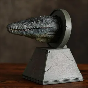 Nanmu Dinosaur Head Statue Carnotaurus Spinosaurus Velociraptor Mosasaurus Allosaurus Tyrannosaurus Rex Model Realistic Figure Resin Collector Decoration Gift Adult (Mosasaurus)