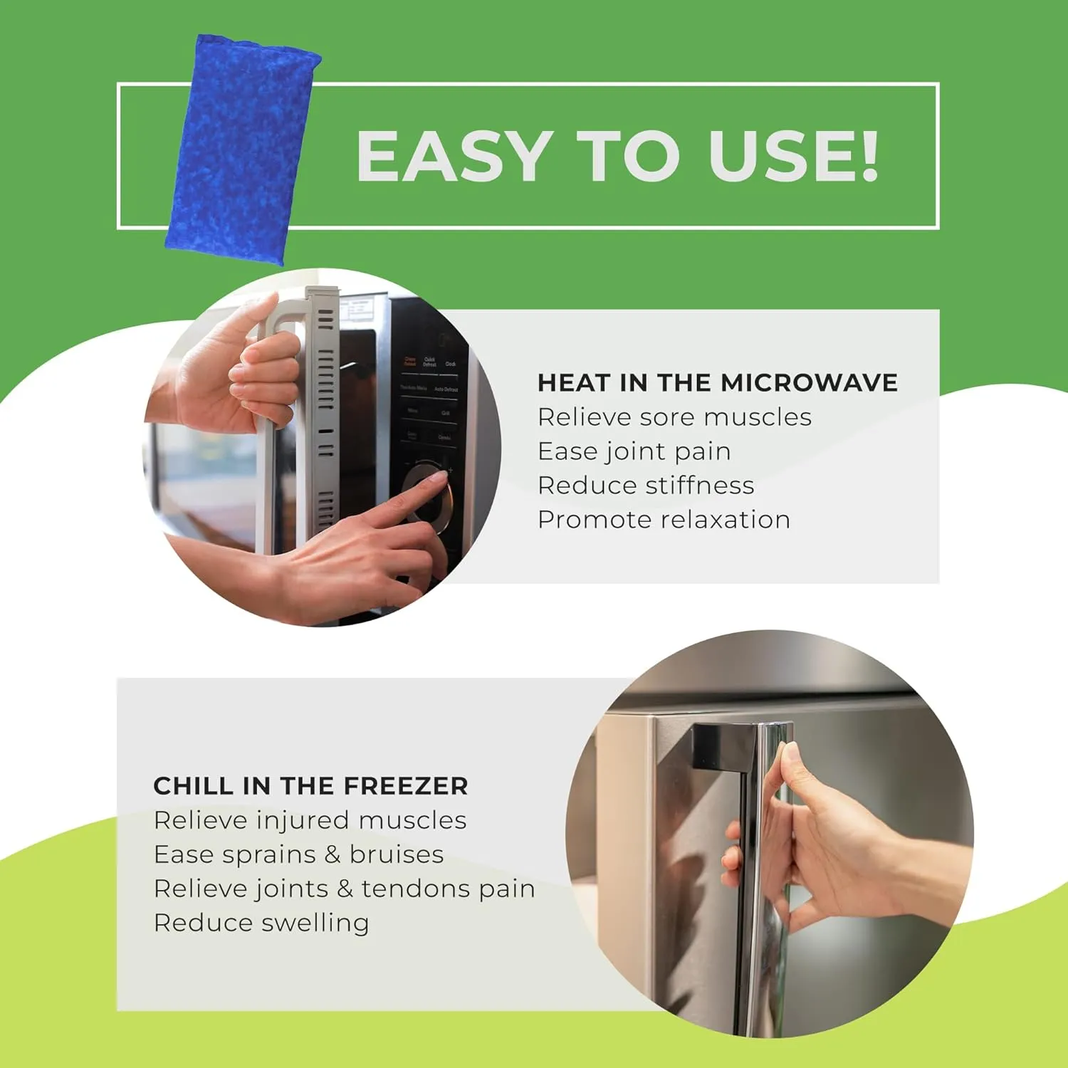 Nature Creation Reusable Microwave Heat Pad - Microwave Heating Pad for Neck and Shoulders, Cold Compress & Hot Pack, Heat Pack Warming Pad, Microwavable Heating Pads for Cramps, Blue Marble 2 Packs