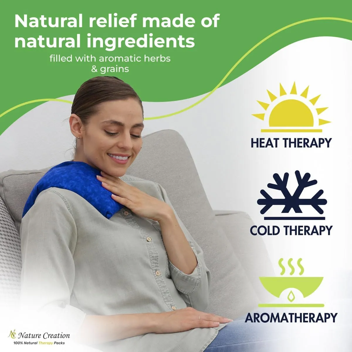 Nature Creation Reusable Microwave Heat Pad - Microwave Heating Pad for Neck and Shoulders, Cold Compress & Hot Pack, Heat Pack Warming Pad, Microwavable Heating Pads for Cramps, Blue Marble 2 Packs