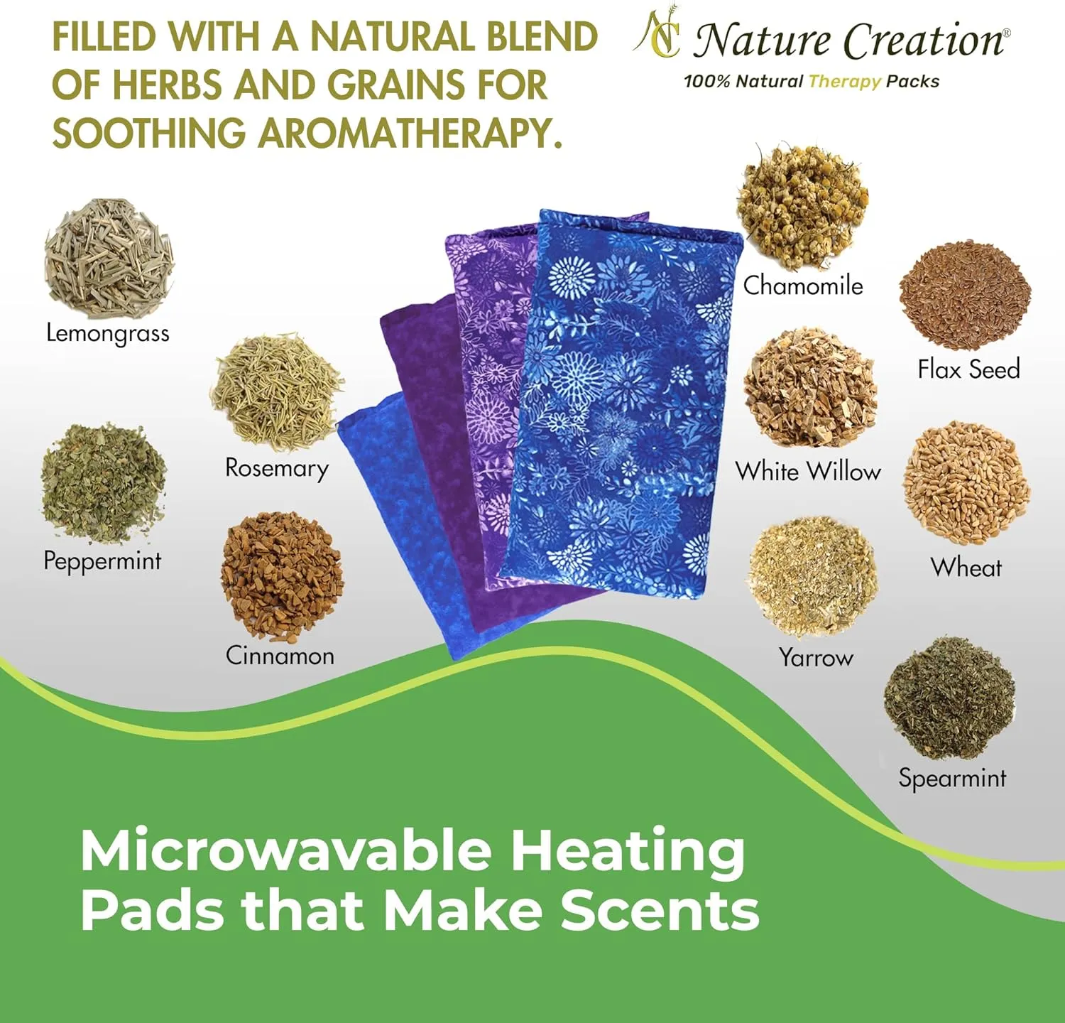 Nature Creation Reusable Microwave Heat Pad - Microwave Heating Pad for Neck and Shoulders, Cold Compress & Hot Pack, Heat Pack Warming Pad, Microwavable Heating Pads for Cramps, Blue Marble 2 Packs
