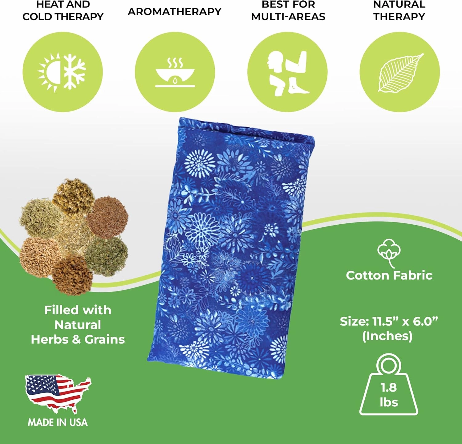 Nature Creation Reusable Microwave Heat Pad - Microwave Heating Pad for Neck and Shoulders, Cold Compress & Hot Pack, Heat Pack Warming Pad, Microwavable Heating Pads for Cramps, Blue Flowers 2 Packs