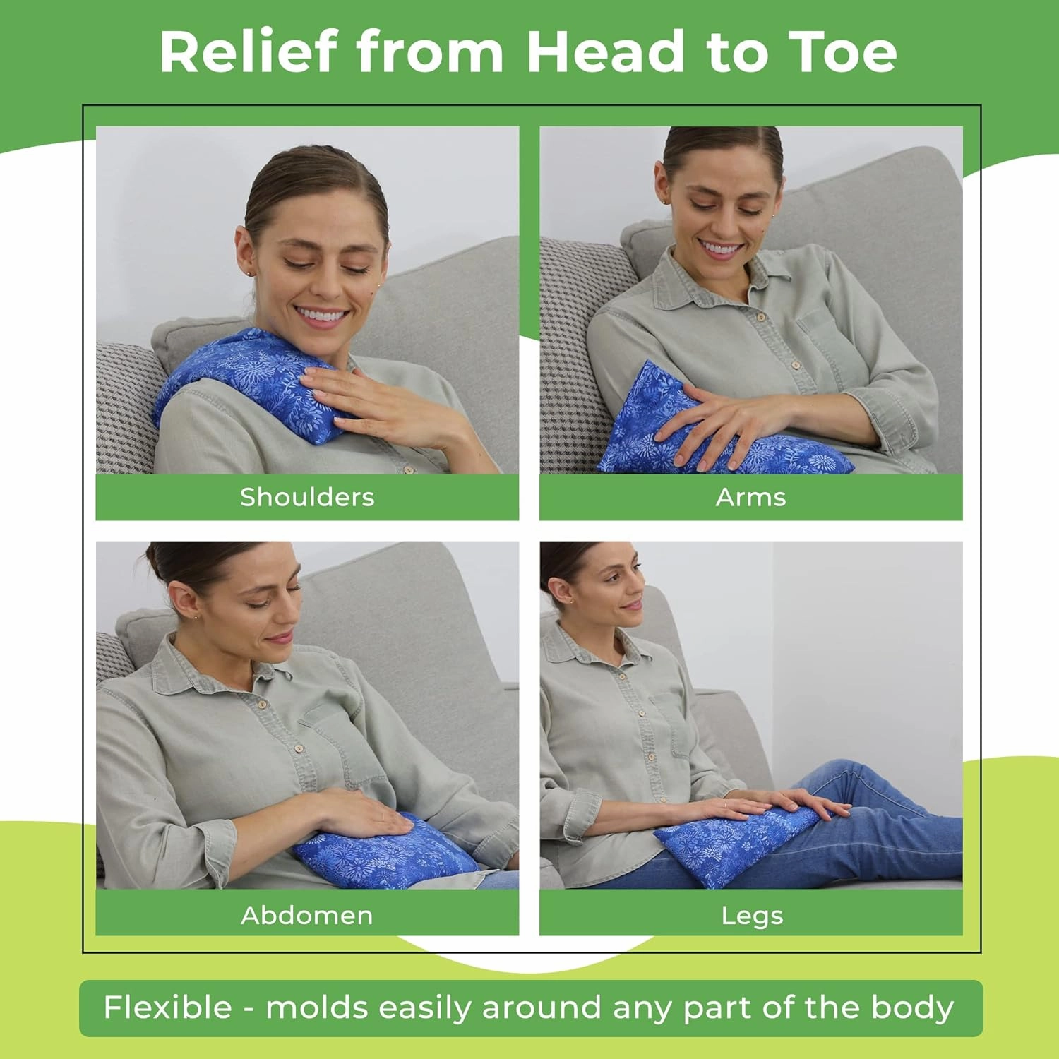 Nature Creation Reusable Microwave Heat Pad - Microwave Heating Pad for Neck and Shoulders, Cold Compress & Hot Pack, Heat Pack Warming Pad, Microwavable Heating Pads for Cramps, Blue Flowers 2 Packs