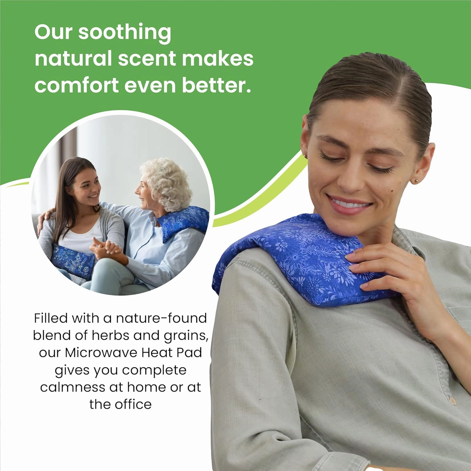 Nature Creation Reusable Microwave Heat Pad - Microwave Heating Pad for Neck and Shoulders, Cold Compress & Hot Pack, Heat Pack Warming Pad, Microwavable Heating Pads for Cramps, Blue Flowers 2 Packs