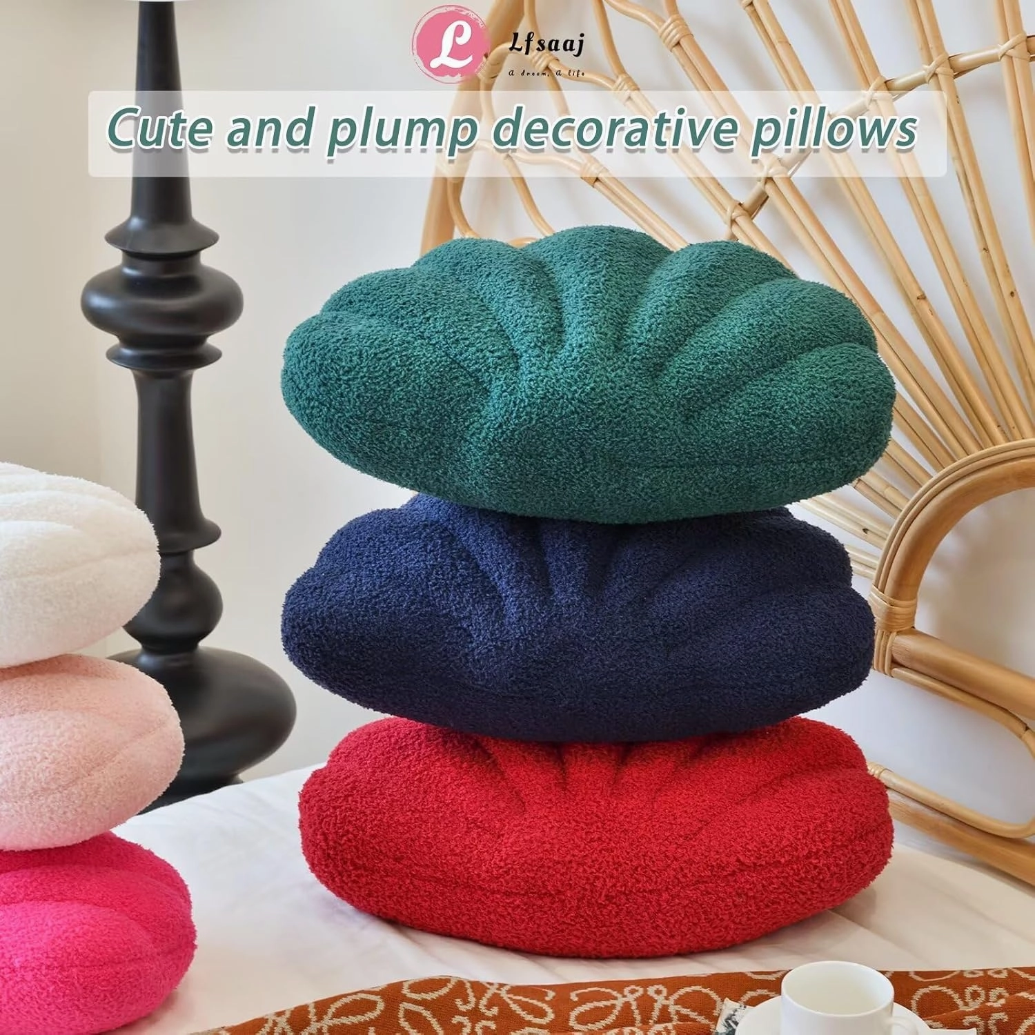Navy Seashell Throw Pillows, Shell Shaped Throw Pillows, 13 Inch Soft Home Decorative Pillow Plush Cushion for Bed Couch Living Sofa Room Decor Accent Throw Pillow
