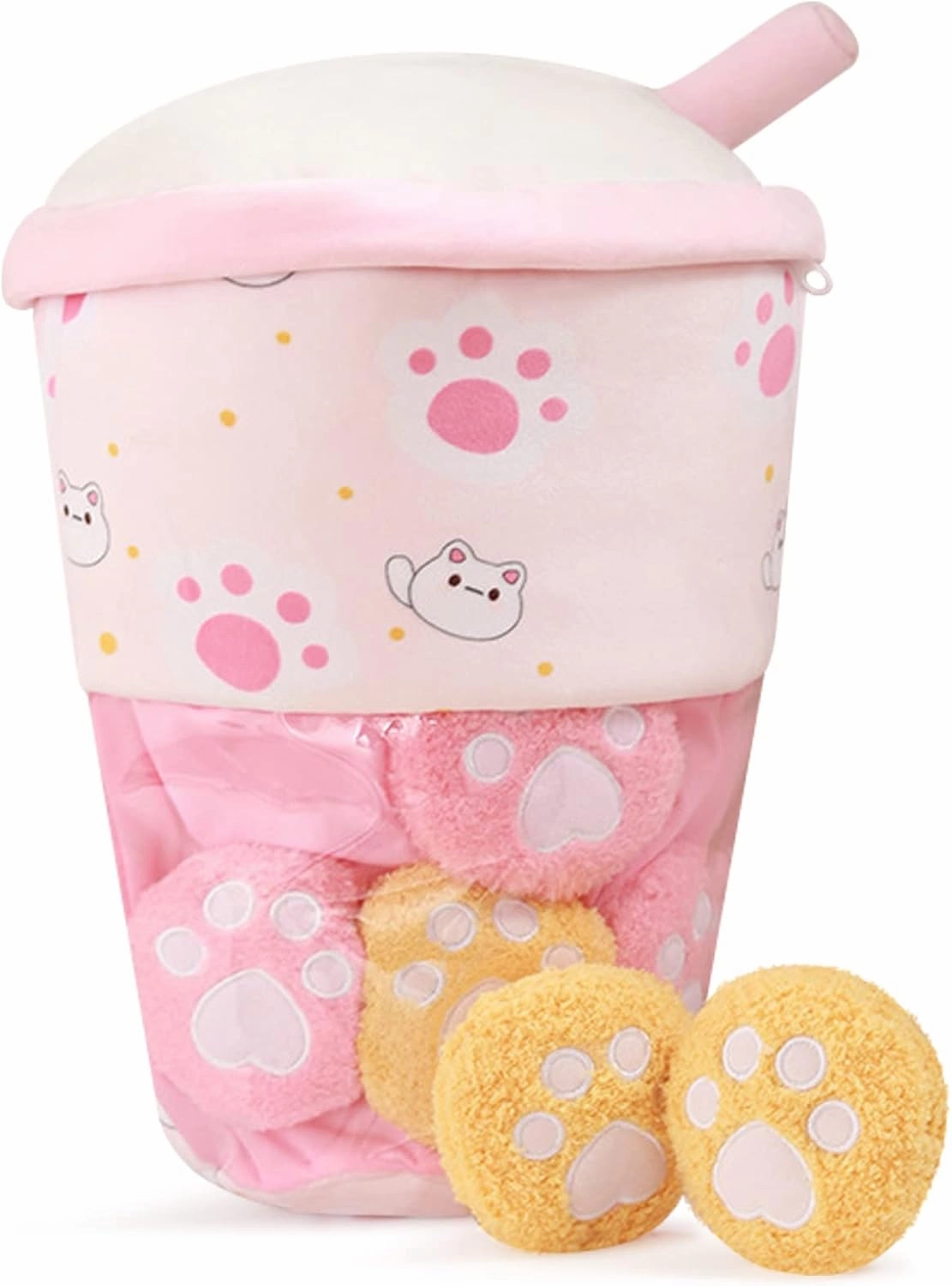 Nenalayo Cute Bag of Boba Tea Plushies Toy, Stuffed Bubble Tea Plush Pillow, Removable Soft Snack Tea Cup Shaped Pillow Creative Gifts for Kids,13.7 Inch(6 Dolls Pink)