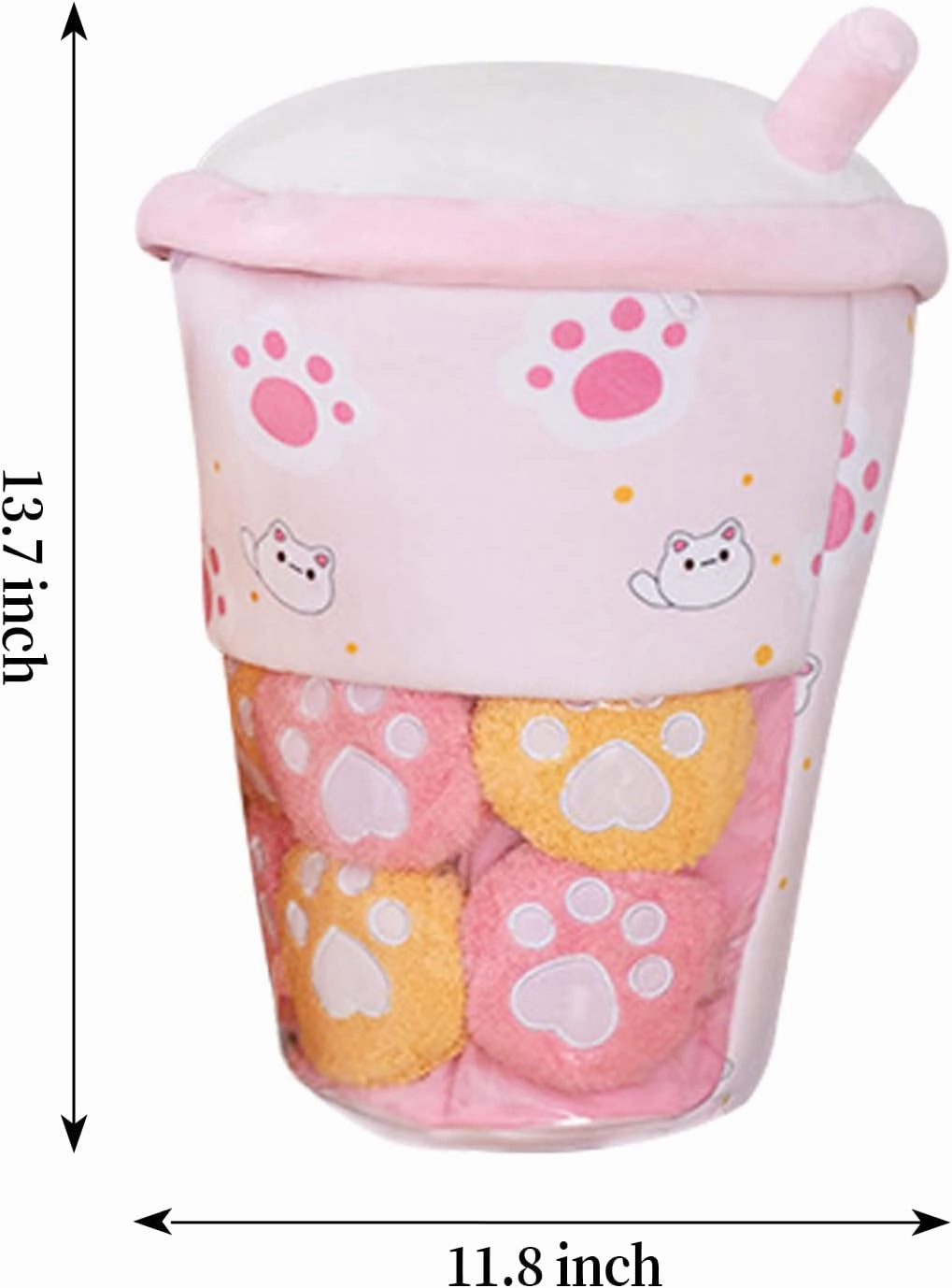 Nenalayo Cute Bag of Boba Tea Plushies Toy, Stuffed Bubble Tea Plush Pillow, Removable Soft Snack Tea Cup Shaped Pillow Creative Gifts for Kids,13.7 Inch(6 Dolls Pink)