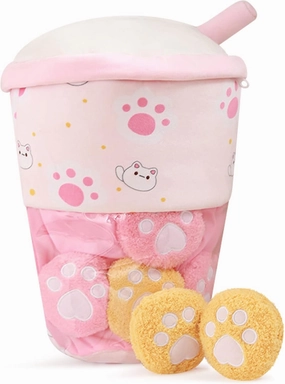 Nenalayo Cute Bag of Boba Tea Plushies Toy, Stuffed Bubble Tea Plush Pillow, Removable Soft Snack Tea Cup Shaped Pillow Creative Gifts for Kids,13.7 Inch(6 Dolls Pink)