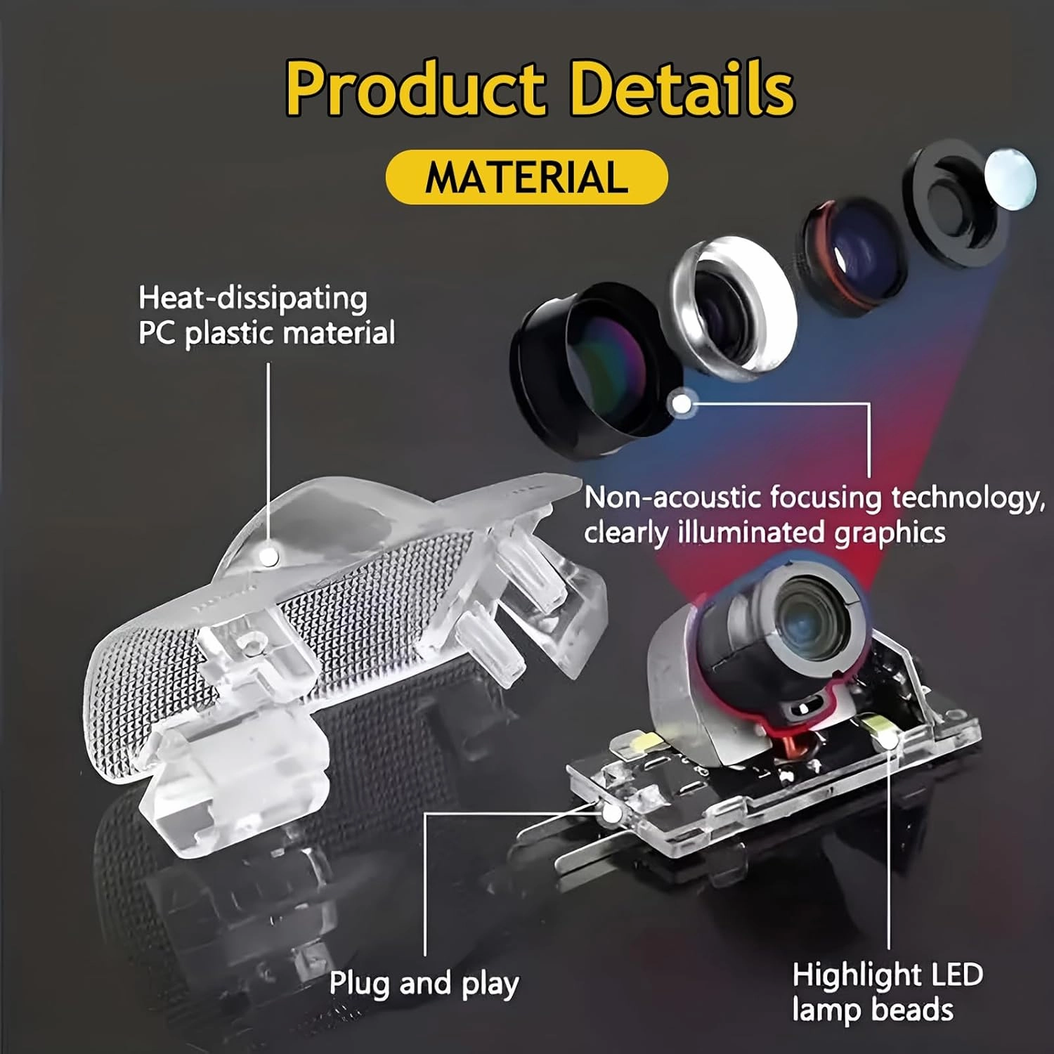 Never Fade Car Door Lights Logo Projector,HD LED Car Welcome Projector Lights Compatible with LS/ES/is/LX/RX/GS/GX/RC Car Door Accessories
