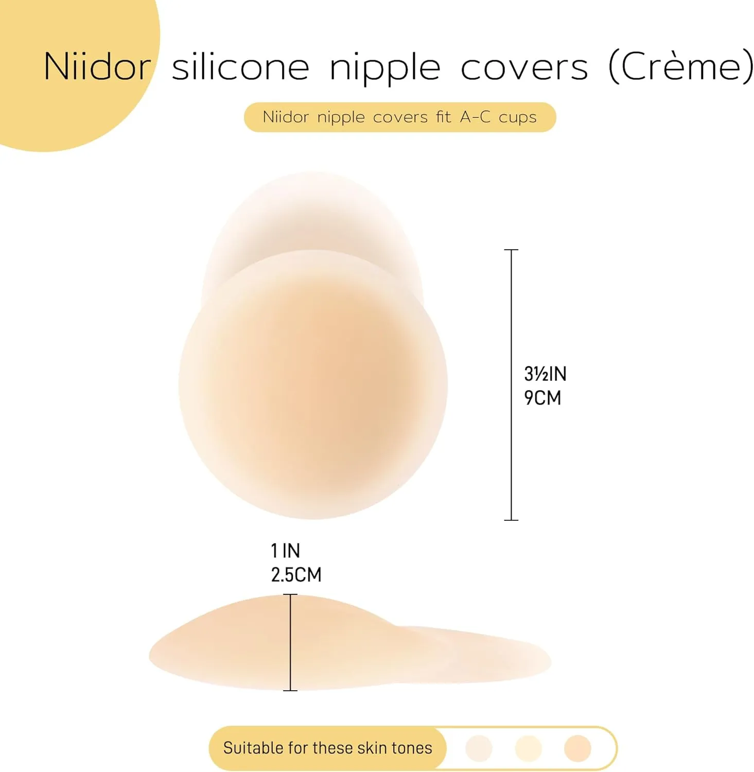 Niidor Nipple Covers Stickers, Reusable Sticky Adhesive Silicone Nipple Pasties Bras for Women Breast Petals with Travel Case