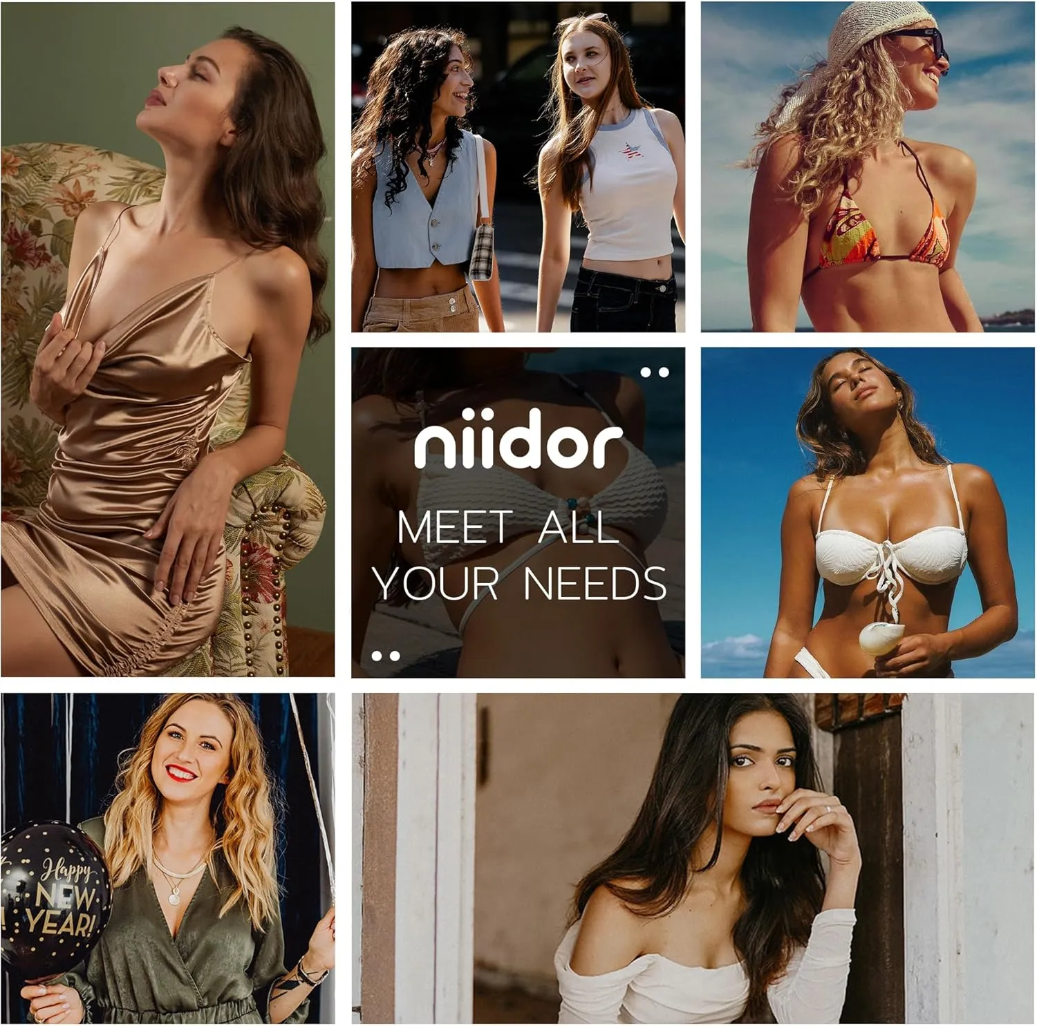 Niidor Nipple Covers Stickers, Reusable Sticky Adhesive Silicone Nipple Pasties Bras for Women Breast Petals with Travel Case
