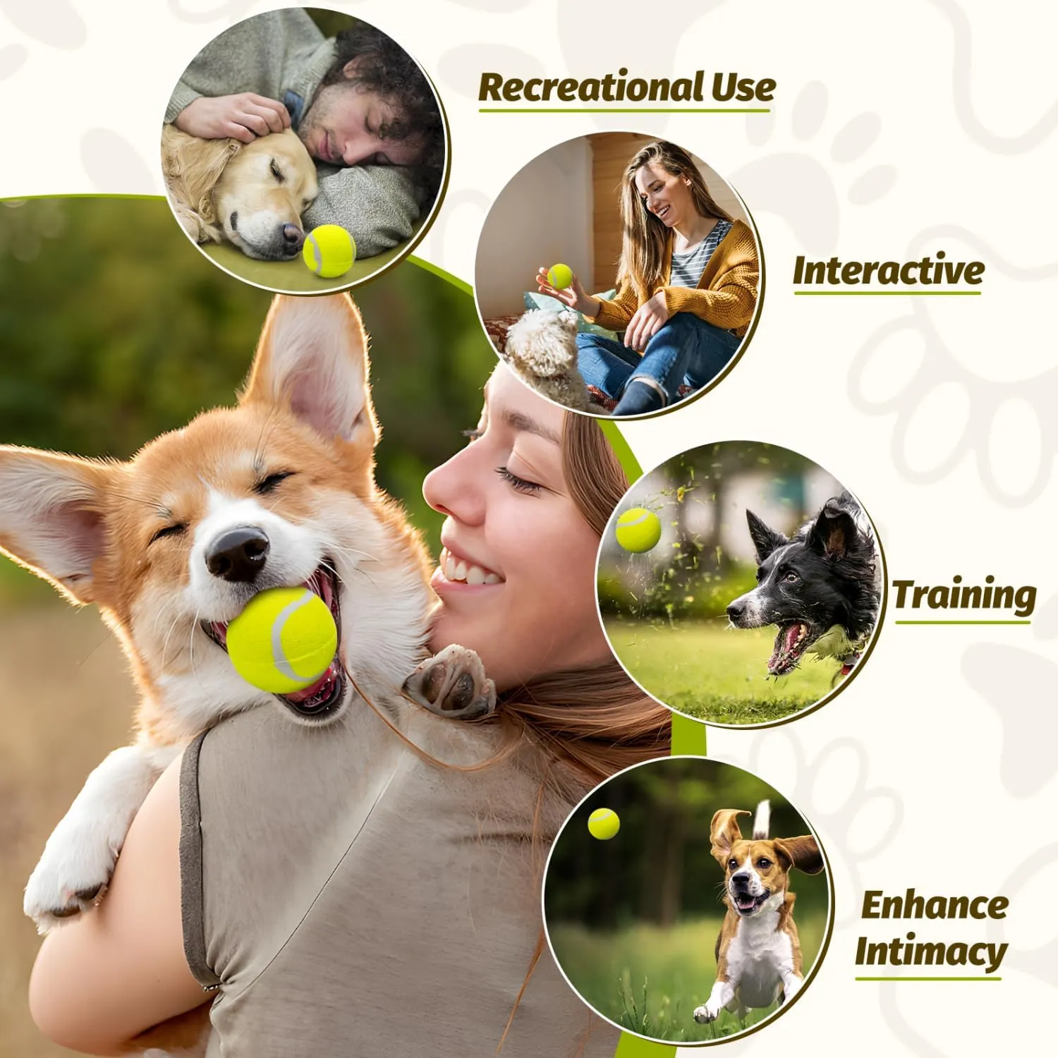 Nobleza 12 Pack 2.5' Floatable Squeaky Tennis Balls for Small Medium Dogs, Training Safe Natural Rubber Squeaky Dog Balls for Fetch Exercise, Yellow