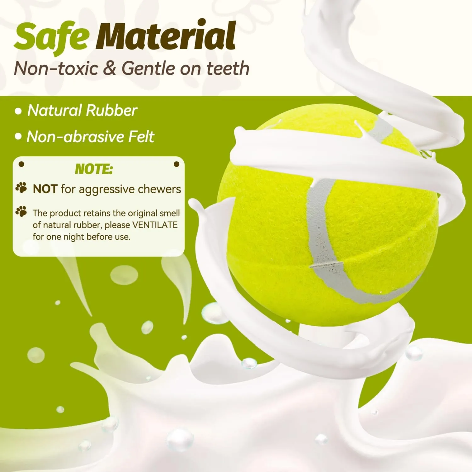 Nobleza 12 Pack 2.5' Floatable Squeaky Tennis Balls for Small Medium Dogs, Training Safe Natural Rubber Squeaky Dog Balls for Fetch Exercise, Yellow