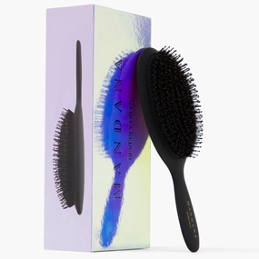Noire Boar Bristle Hair Brush - Detangler Brush for Dry and Damp Hair - Womens Anti Tangle Boar Brush for All Hair Types, Extensions, & Wigs - Black