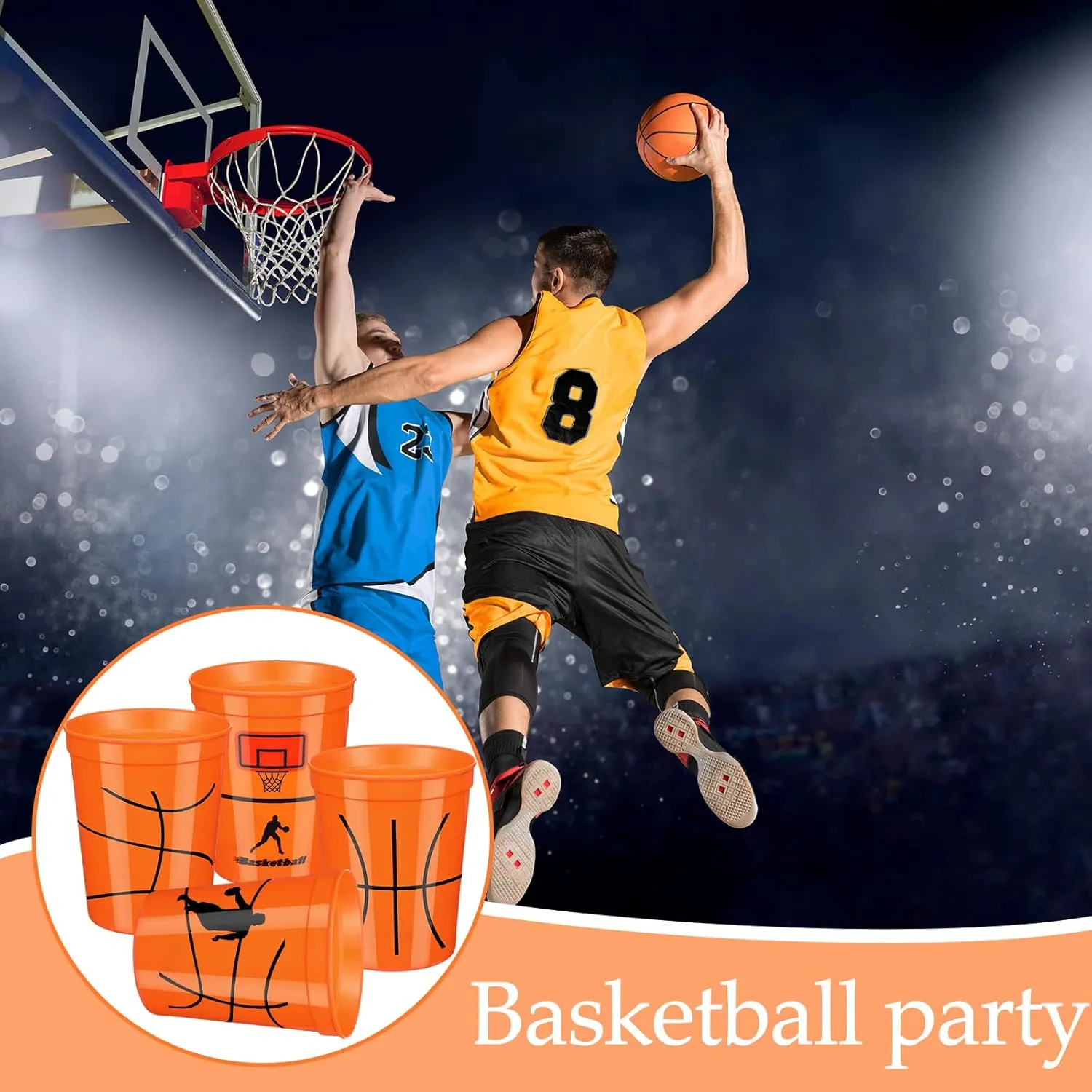 Norme 24 Pcs Basketball Plastic Cups Bulk Basketball Party Supplies Tableware Reusable Drink Cups 16 oz Ball Design for Birthday Party Dinnerware Decoration Events Family Dinner